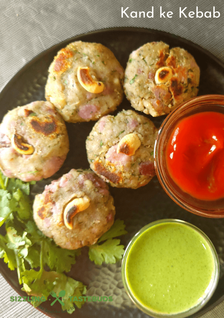 Kand ke Kebab or Purple Yam kebab is a delicious vegan and Gluten Free Appetiser or snack made with Purple Yam and spices.  