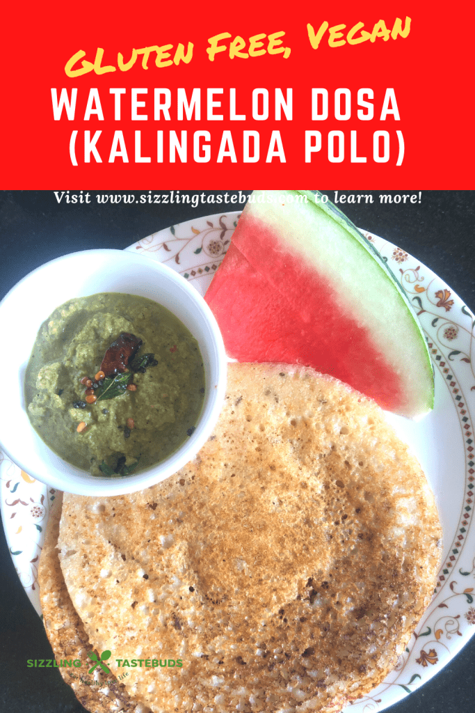 Watermelon Rind Dosa is a Gluten Free + Vegan soft and spongy Dosa made with Watermelon rind and basic pantry essential. No lentils added. Served as breakfast or snack