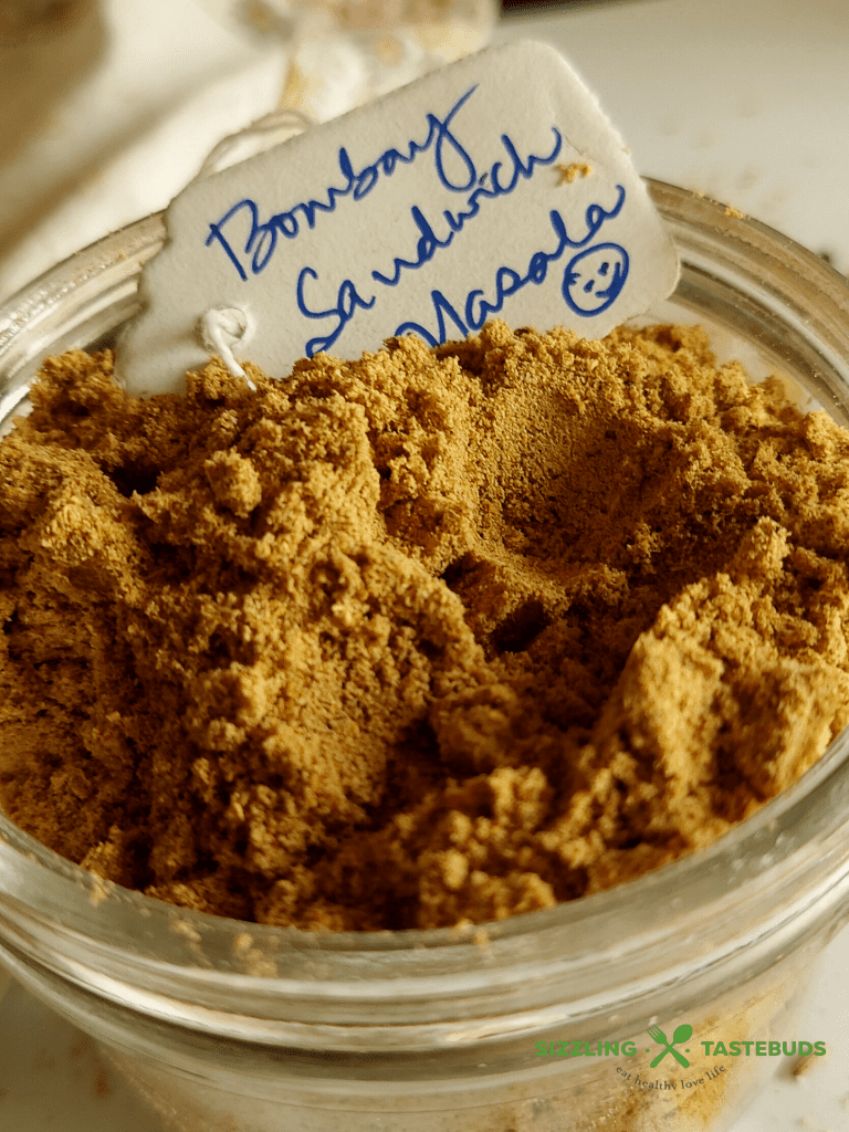 Bombay Sandwich masala is a quick and handy spice powder that can be used to make street style sandwiches. It can also be used to top Chaats / Indian style salads. 