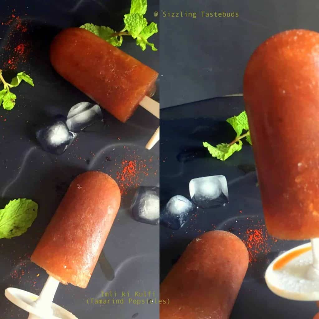 A lip smacking No-cook popsicle made with spiced date tamarind chutney. Perfect for summers!  