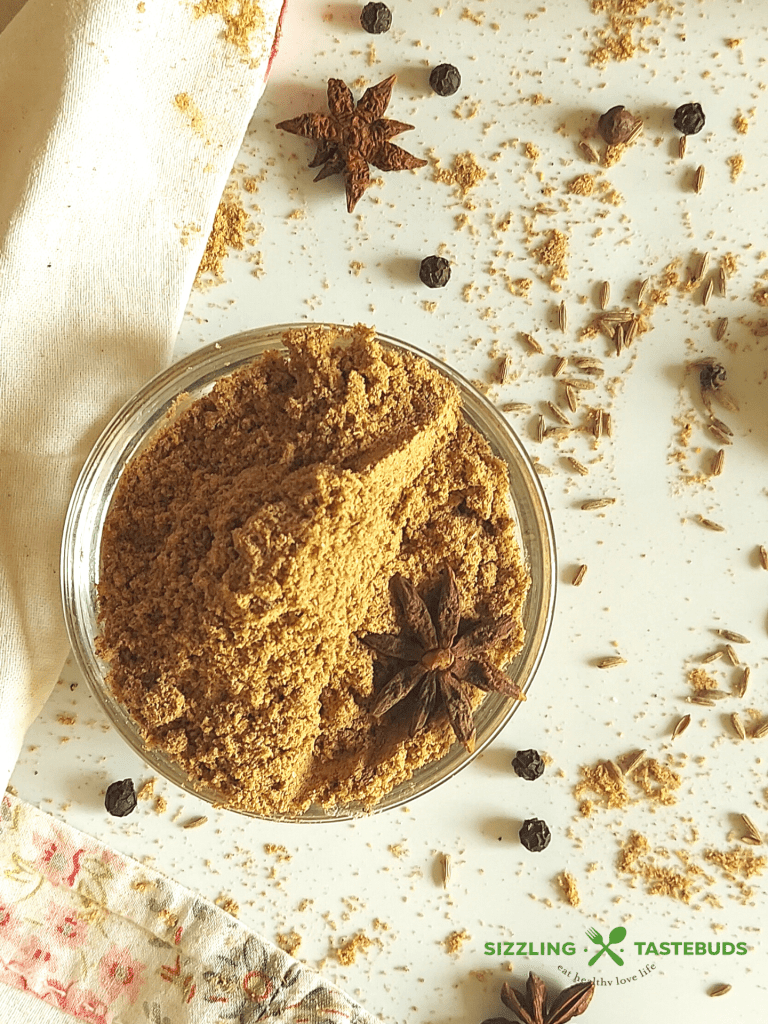 Bombay Sandwich masala is a quick and handy spice powder that can be used to make street style sandwiches. It can also be used to top Chaats / Indian style salads.