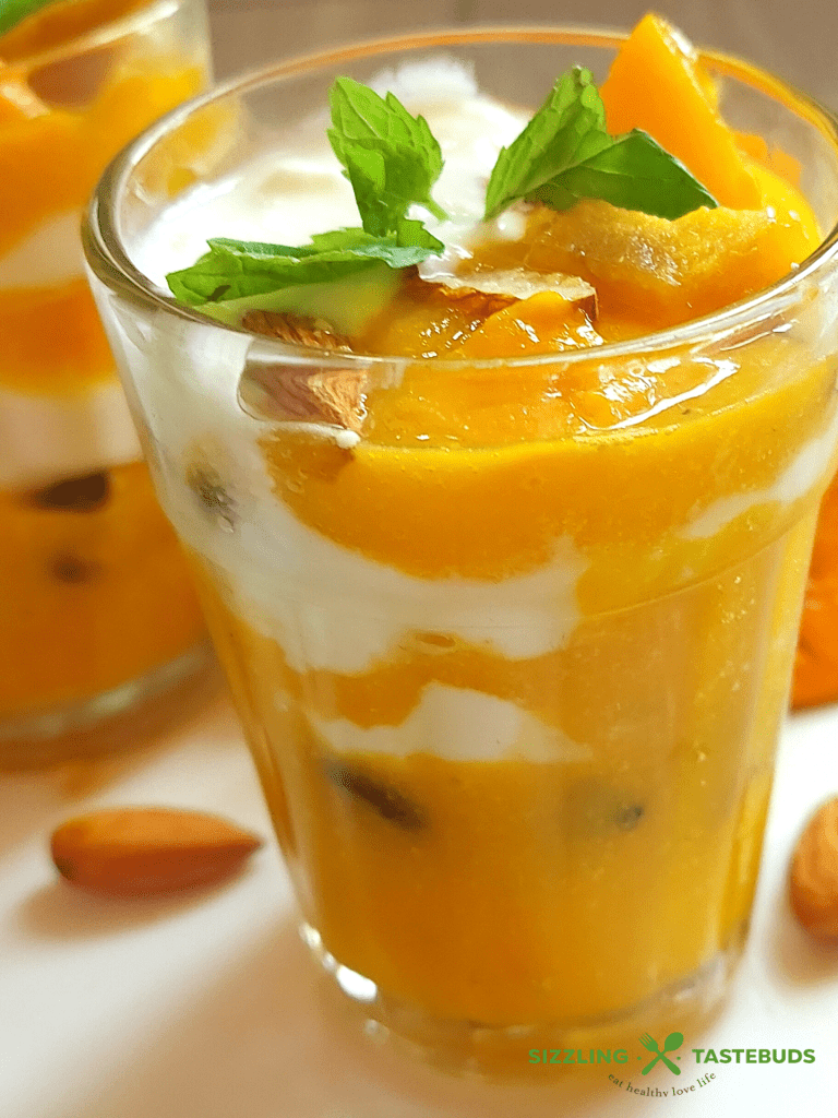 Sugarfree Mango Yogurt Parfait is an easy, Zero Cook Summer Dessert made with mangoes, homemade yogurt, Best served chilled.