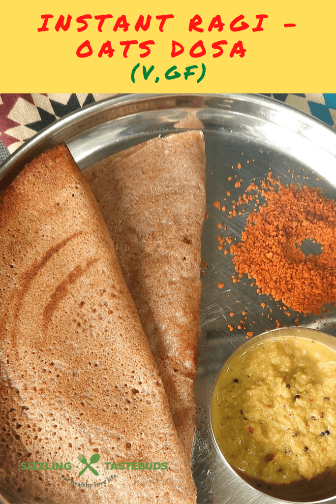 Instant Ragi Oats Dosa is a quick and filling Gluten Free Vegan dosa made with finger millet and Oats. Can be served for breakfast or snack, even dinner.