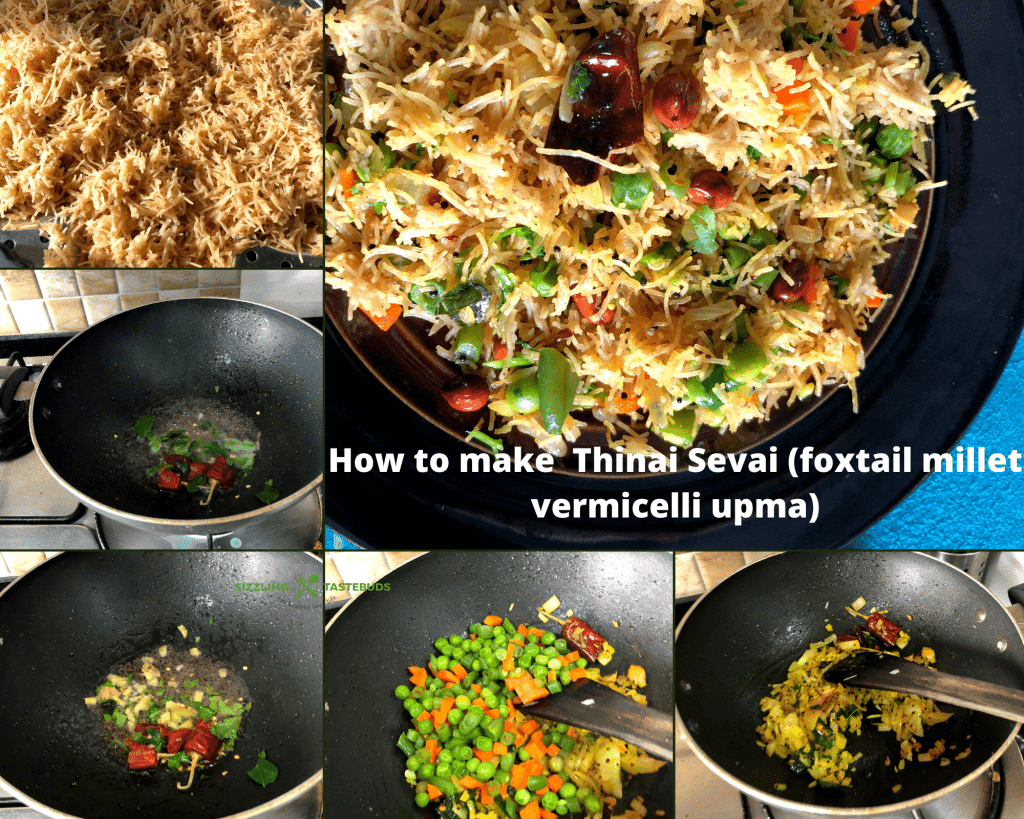 Thinai Sevai is a quick, nutritious breakfast made with Foxtail Millet vermicelli and veggies. Can be served as a snack or light dinner too.