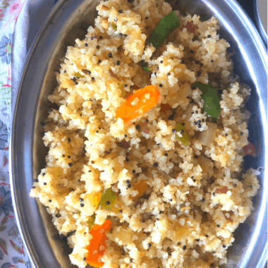 Varagu Upma or Kodo Millet upma is a quick, Gluten Free Breakfast or snack made with Kodo Milllet. Served hot for a nutritious breakfast option.