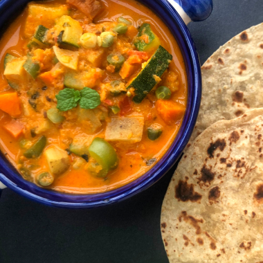 Haath Maaluwa is a SriLankan Gluten Free and Vegan Curry with a medley of veggies, Usually made for the Srilankan New Year feast, it is served with Roti / Rice.
