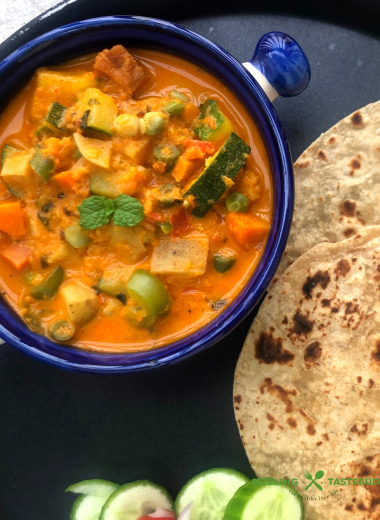 Haath Maaluwa is a SriLankan Gluten Free and Vegan Curry with a medley of veggies, Usually made for the Srilankan New Year feast, it is served with Roti / Rice.