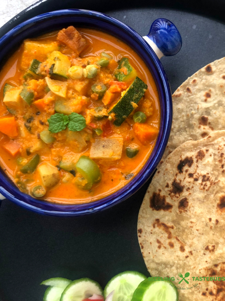 Haath Maaluwa is a SriLankan Gluten Free and Vegan Curry with a medley of veggies, Usually made for the Srilankan New Year feast, it is served with Roti / Rice.