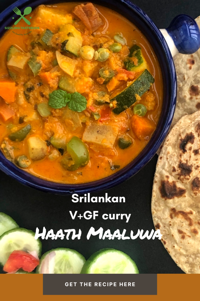 Haath Maaluwa is a SriLankan Gluten Free and Vegan Curry with a medley of veggies, Usually made for the Srilankan New Year feast, it is served with Roti / Rice.