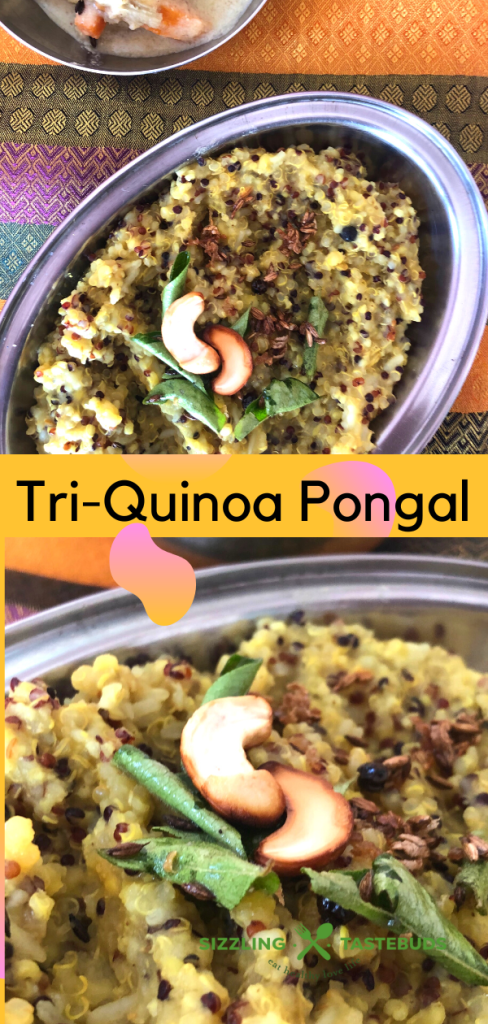 Quinoa Ven Pongal is a Gluten Free, Nutritious Pongal made with Quinoa and split green gram. Served for breakfast, brunch or dinner with Chutney or sambhar