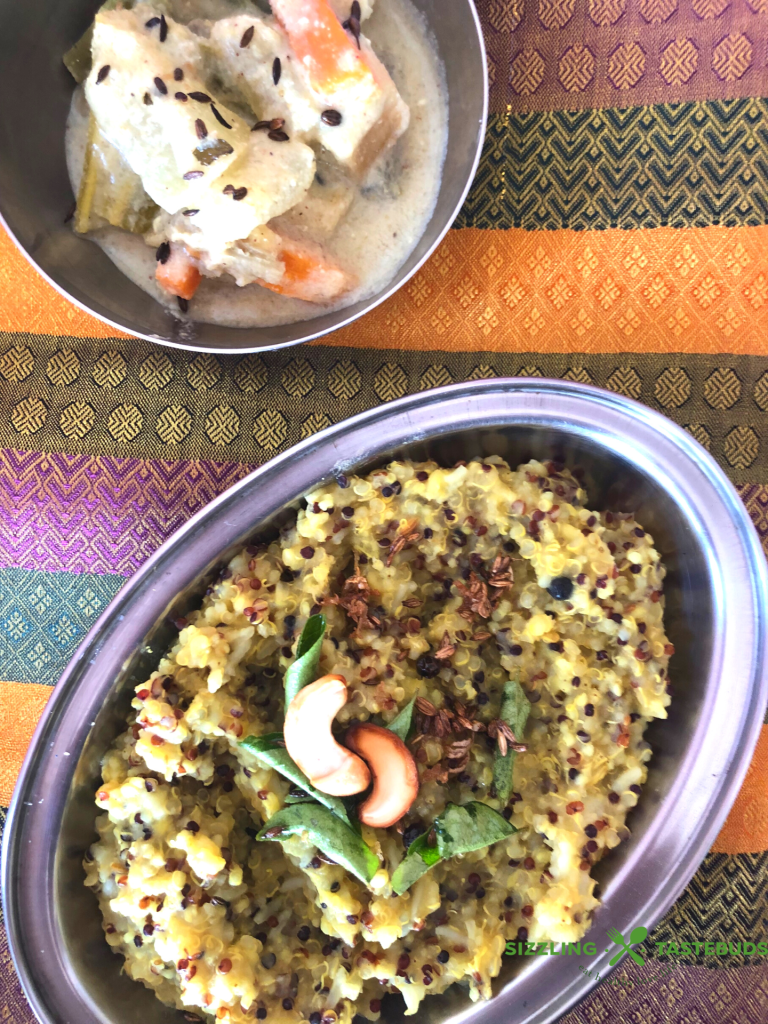 Quinoa Ven Pongal is a Gluten Free, Nutritious Pongal made with Quinoa and split green gram. Served for breakfast, brunch or dinner with Chutney or sambhar