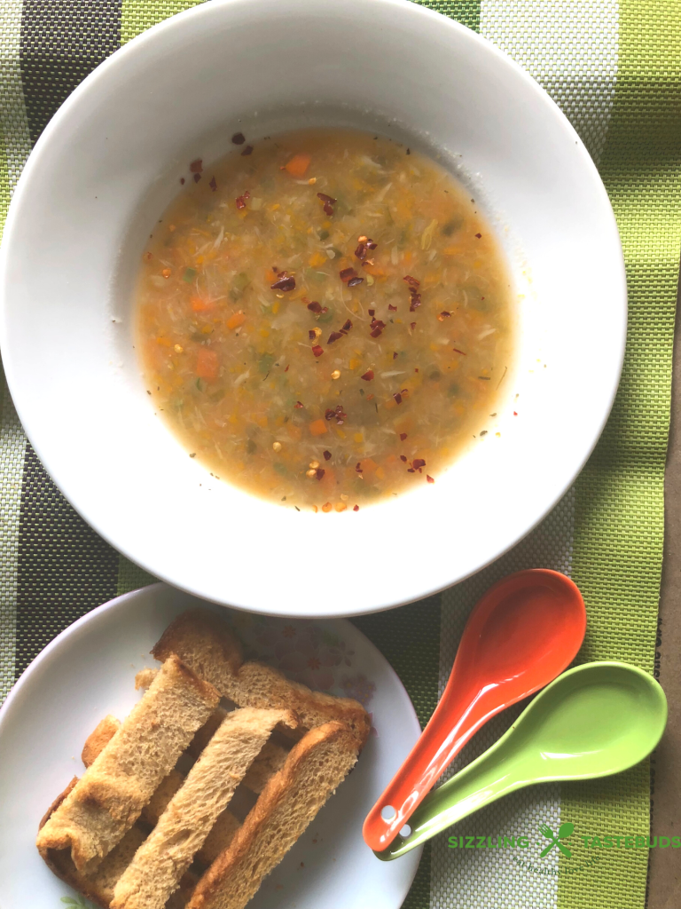 An oil free Cabbage curry soup loaded with fresh veggies, homemade stock gently simmered with spices