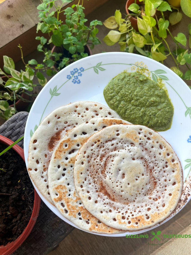 A spongy, airy millet based savoury South Indian pancake. Served with Chutney or Sambar for a Vegan, Gluten Free meal