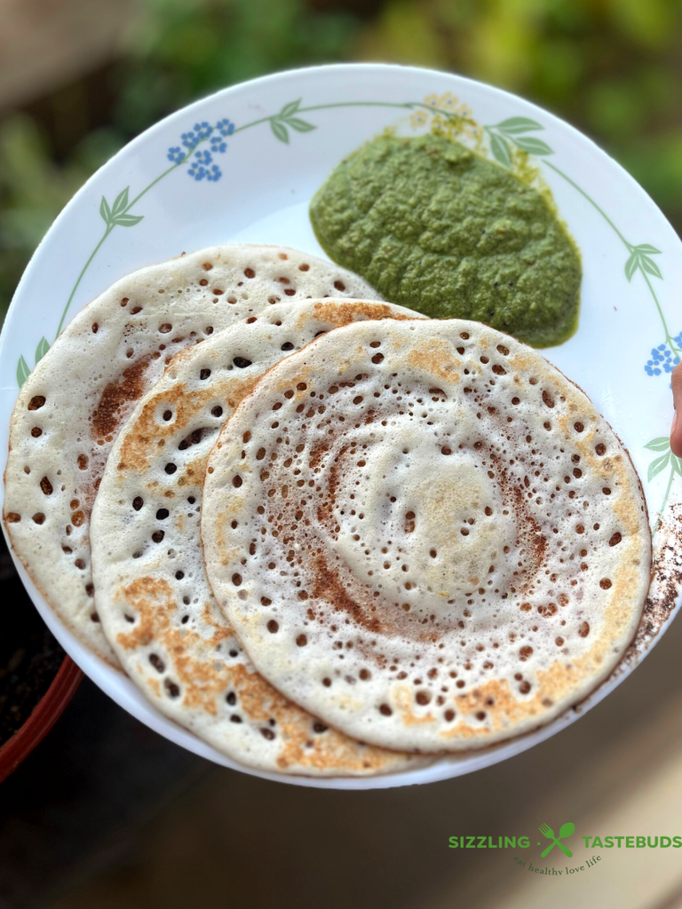 A spongy, airy millet based savoury South Indian pancake. Served with Chutney or Sambar for a Vegan, Gluten Free meal  
