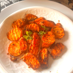Garlic and Mint come together with carrots in this fuss free, Vegan + GF delicious dish that is made in minutes in an air fryer. Serve as a side or enjoy as a meal !  