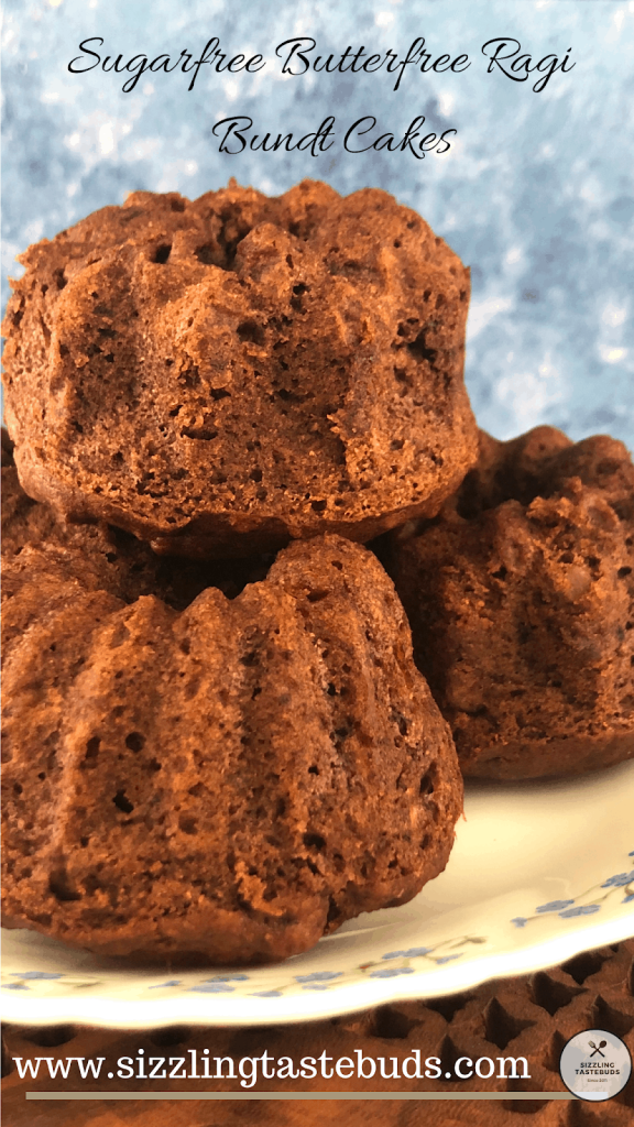 Enjoy this delicious Bundt cake which is made with Finger millet / Ragi and is refined sugar free and eggless. 
