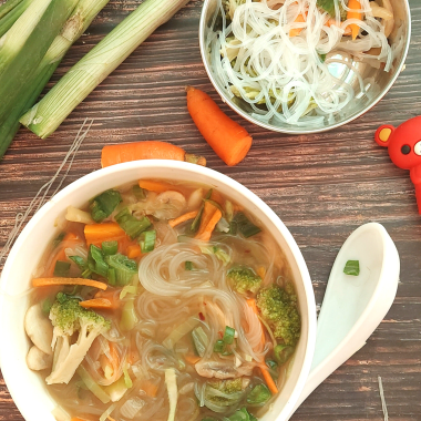 Vegan Glass noodle soup is a light comforting soup made with glass noodles (bean thread noodles), Asian veggies simmered in a homemade broth
