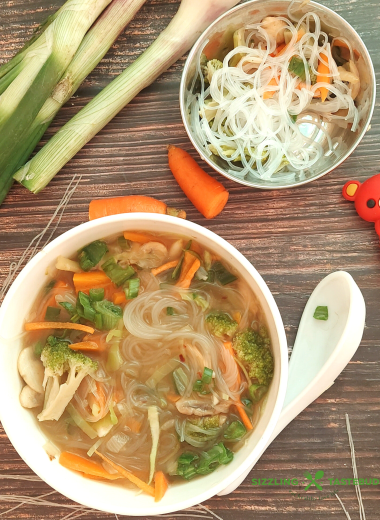 Vegan Glass noodle soup is a light comforting soup made with glass noodles (bean thread noodles), Asian veggies simmered in a homemade broth