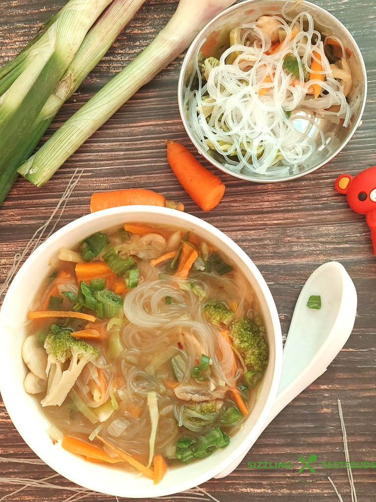 Vegan Glass noodle soup is a light comforting soup made with glass noodles (bean thread noodles), Asian veggies simmered in a homemade broth