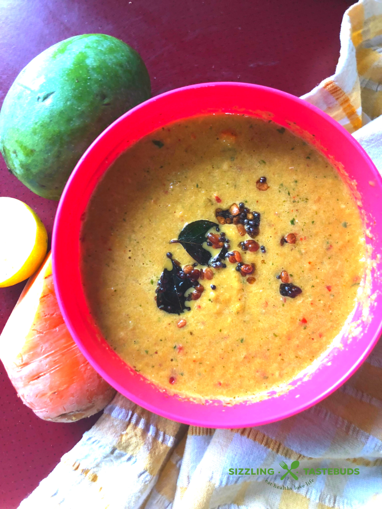 A quick to make Mango Carrot Chutney is a riot of flavours and textures, and is best served with any South Indian Breakfast or with any flatbread like Roti or Paratha. 100% Gluten Free and Vegan too!