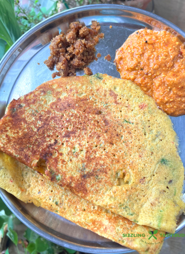 Barley Karamani Adai is a healthy, protein rich Dosa made with Barley and Cow pea lentils.Served with Chutney and /or sambhar, this makes for a great breakfast or a light dinner too !