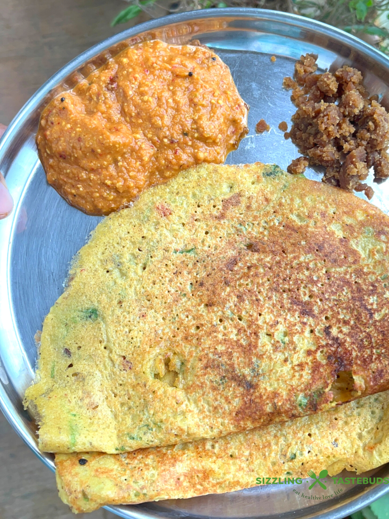 Barley Karamani Adai is a healthy, protein rich Dosa made with Barley and Cow pea lentils.Served with Chutney and /or sambhar, this makes for a great breakfast or a light dinner too !