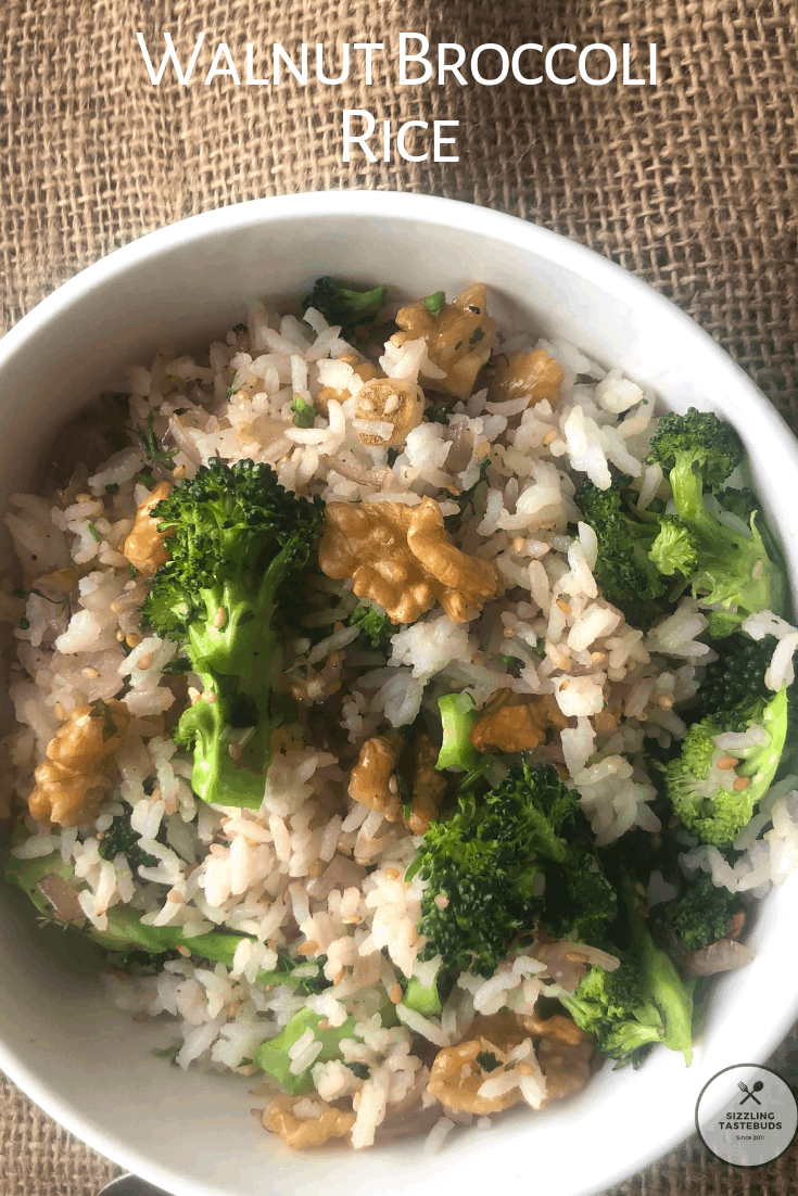 Walnut Broccoli Rice is a quick to make Gluten Free mains that combines the goodness or walnuts and broccoli in a One Pot meal