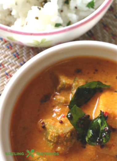 Balekayi Sasive or Sasam is a no onion no garlic Curry made with raw banana simmered in a mustard-coconut sauce. Enjoyed as a side to hot steamed rice in Udupi cuisine.