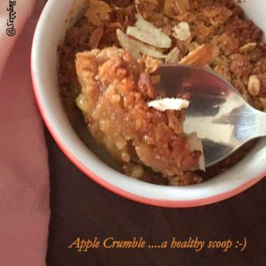 Apple Crumble is a quick to make dessert for party, potluck or just to indulge as is. Served warm as is or with a scoop of ice cream!