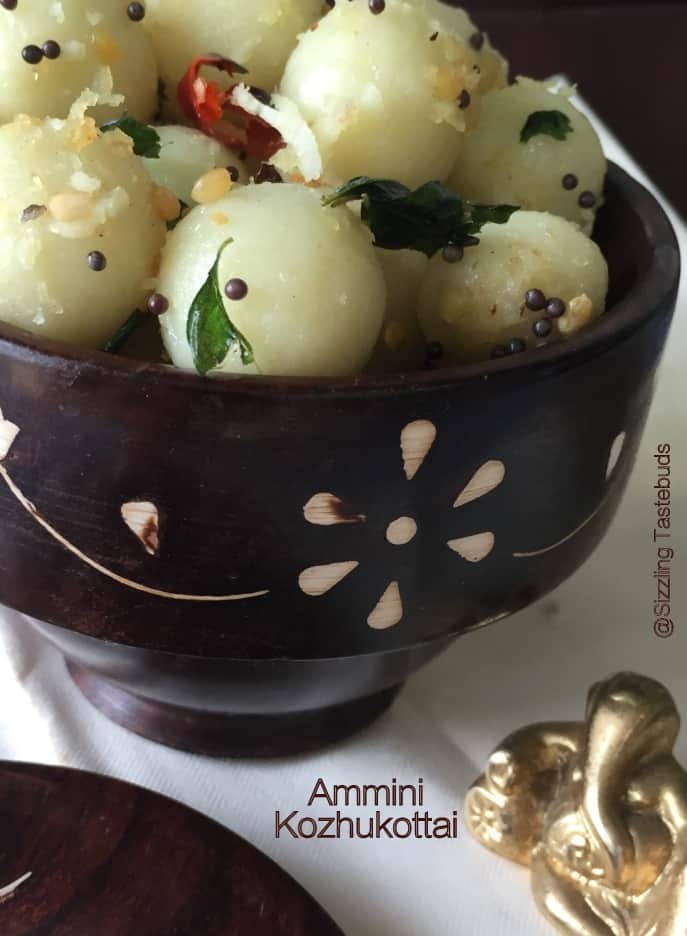 Ammini Kozhukattai or Mani Kozhukattai is an offering made to Lord Ganesh for the festival. These are steamed rice flour dumplings, tempered lightly. Served as a light snack too
