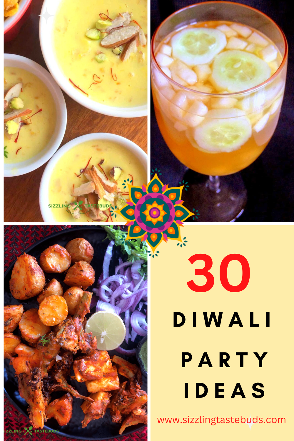 A one-stop collection of 30 dishes across mocktails, snacks and desserts to help you plan the perfect Diwali Party (or any get together). 100% vegetarian with gluten free, vegan & sugar-free options included.