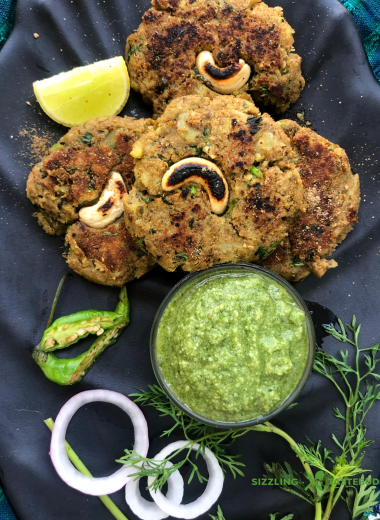 Soya Kebab is a gluten Free, vegan + protein rich Appetiser or snack made with everyday pantry ingredients. Served with Green chutney as a delicious party snack.