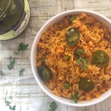 Quick and easy Mexican Fried rice is a gluten Free, Vegan One Pot meal that works well for parties and lunchboxes alike.