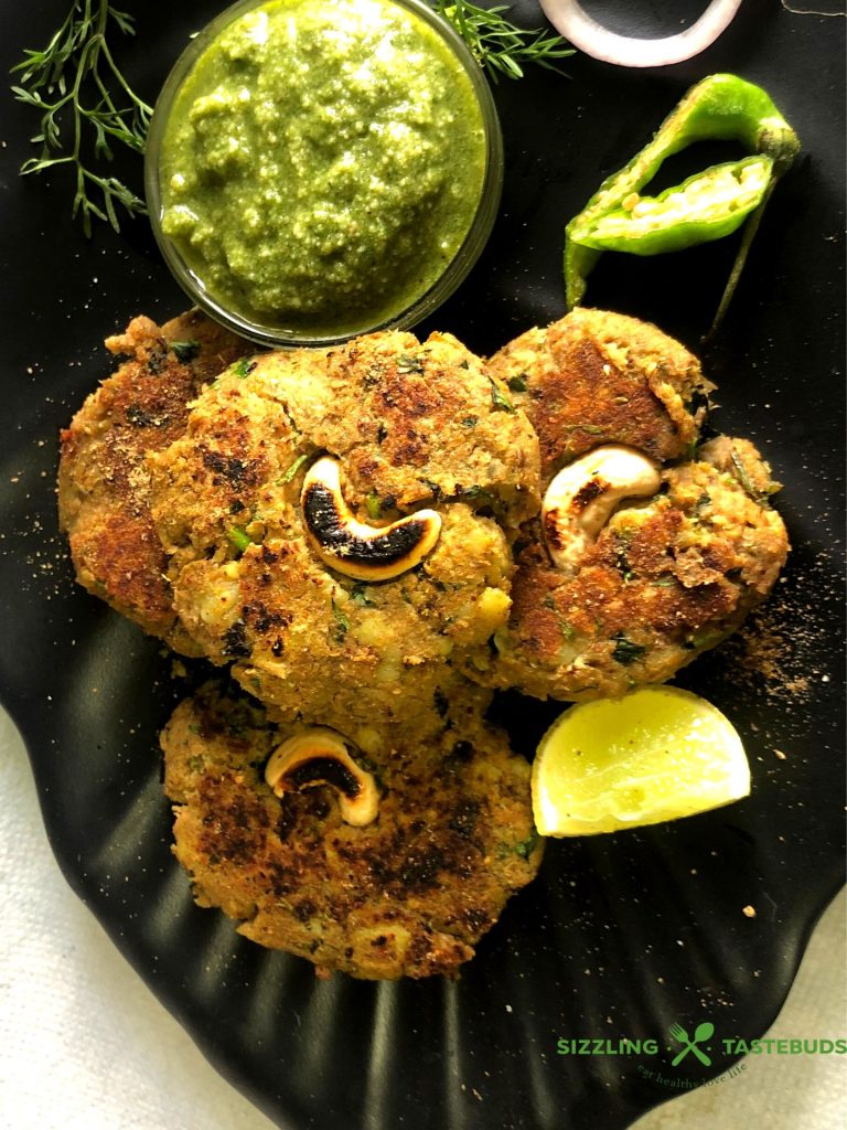 Soya Kebab is a gluten Free, vegan + protein rich Appetiser or snack made with everyday pantry ingredients. Served with Green chutney as a delicious party snack.