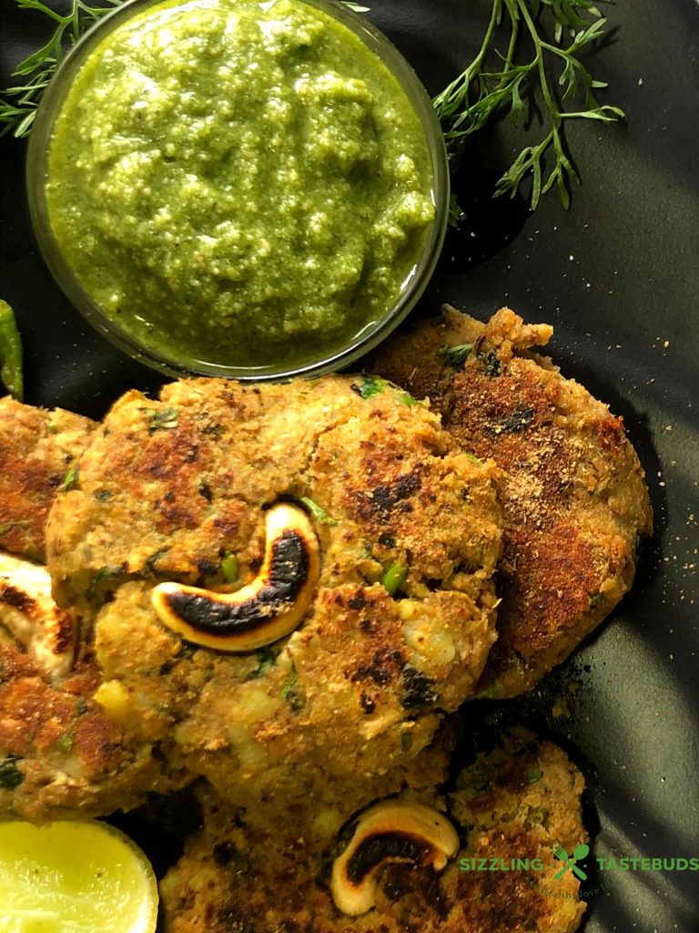 Soya Kebab is a gluten Free, vegan + protein rich Appetiser or snack made with everyday pantry ingredients. Served with Green chutney as a delicious party snack.