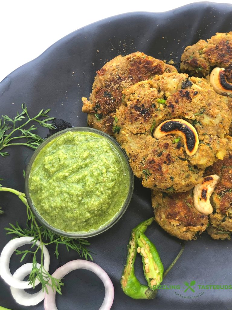 Soya Kebab is a gluten Free, vegan + protein rich Appetiser or snack made with everyday pantry ingredients. Served with Green chutney as a delicious party snack.