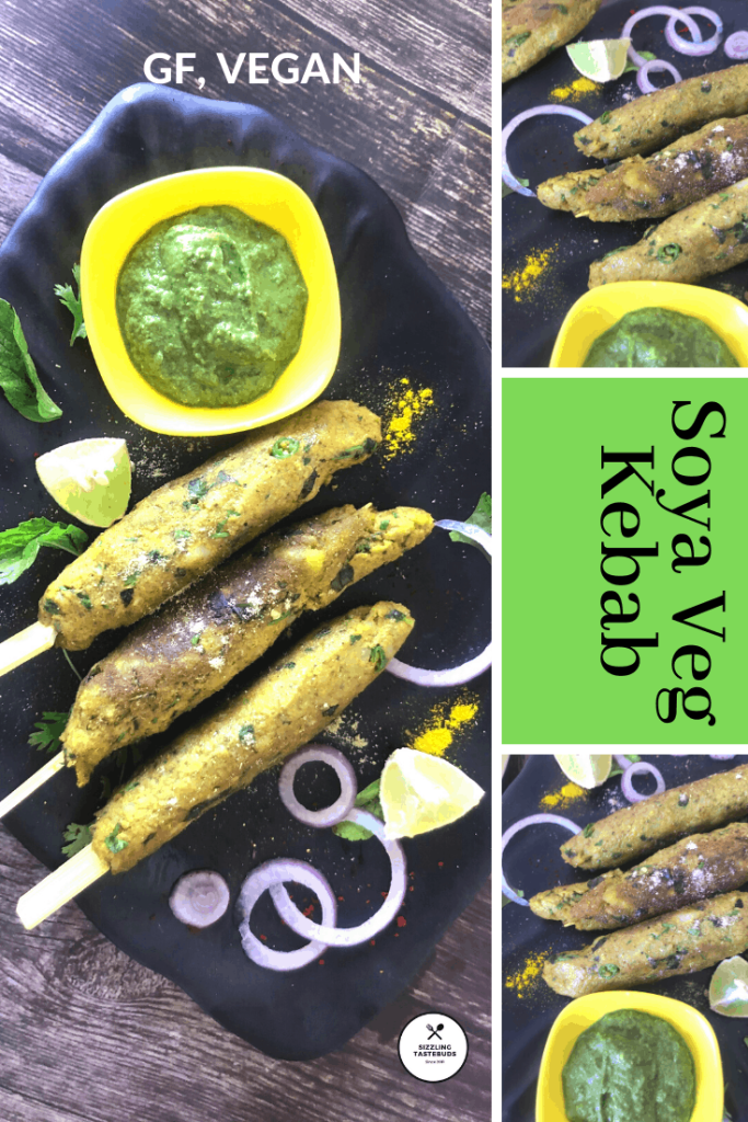 Soya Seekh kebab is Delicious vegetarian appetisers made with soya chunks, spices & herbs on skewers. Perfect for vegans.